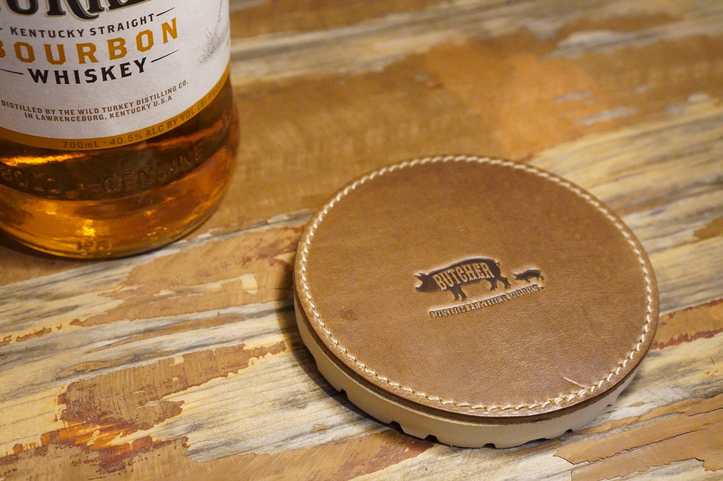 Dosoku coaster | BUTCHER CUSTOM LEATHER WORKS.
